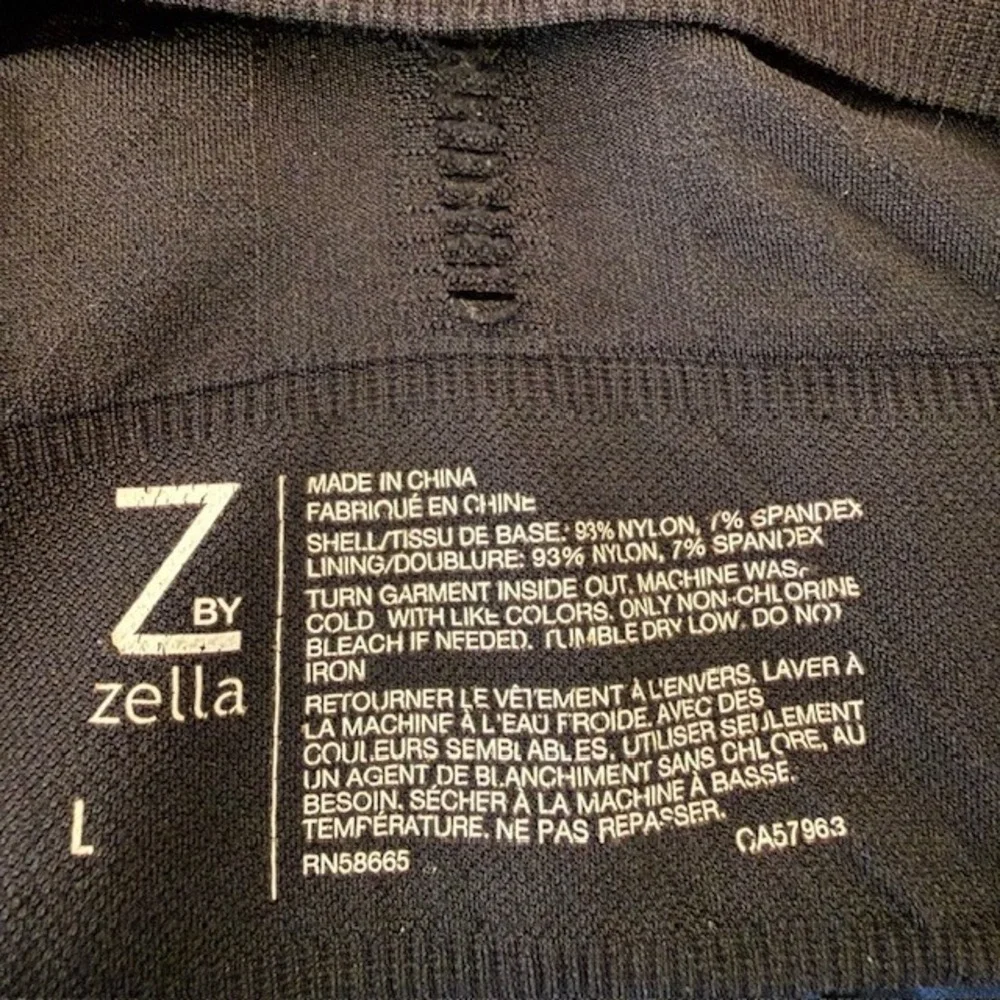 Z by Zella Athletic Sports Bra Crop Tank Seamless Ribbed Workout Top Black Large